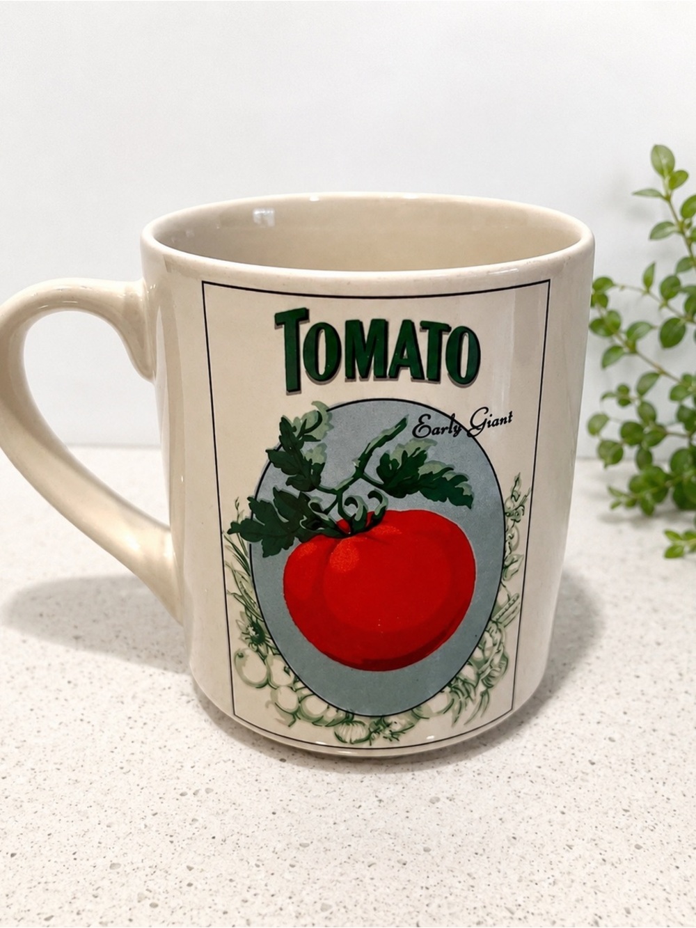 Vintage Tomato “Early Giant” Ceramic Coffee Mug | Garden Vegetable Cottagecore